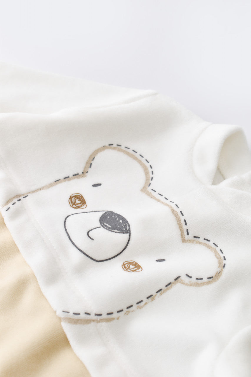 Salopeta Ursulet cu maneca lunga si botosei din 80%bumbac organic si 20% poliester - , BabyCosy